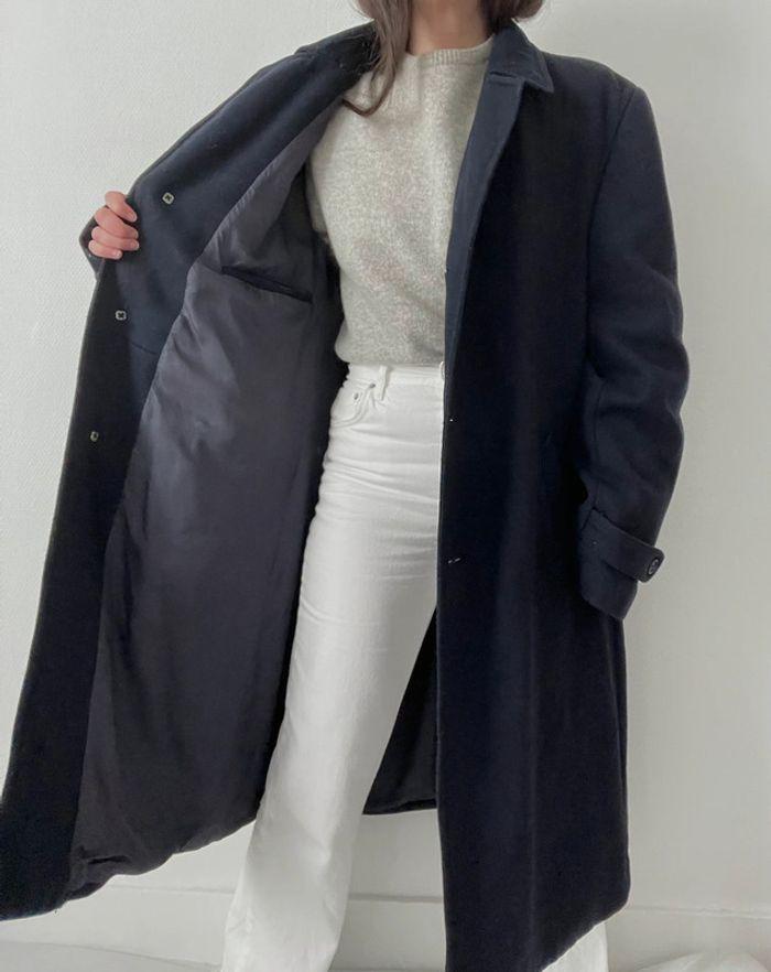 Oversized manteau long marine 90% laine - photo numéro 7