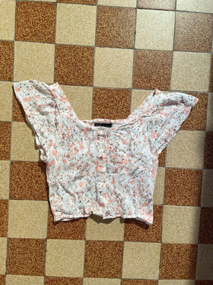 Haut d’été, crop top avec fleurs orange