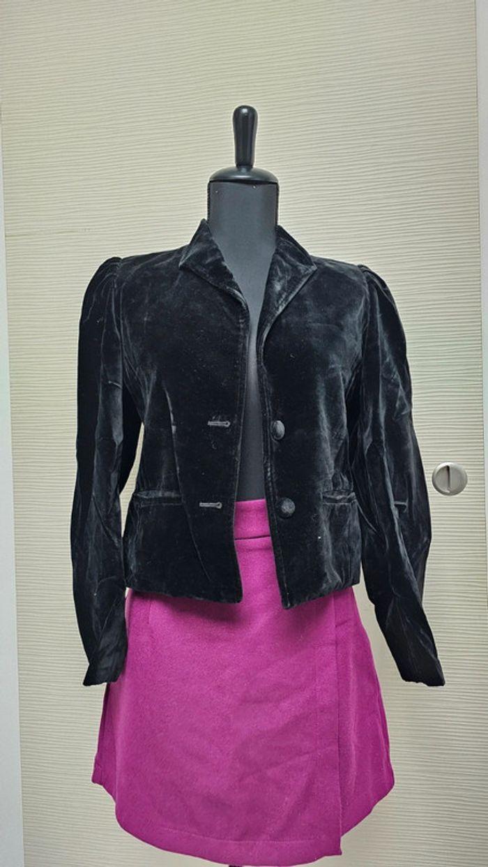 Veste blazer velours noire vintage Lasserre - photo numéro 1