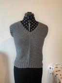 Pull en laine sans manches gris uni taille XS / 34