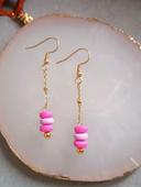 Jolies boucles pendantes roses et fushia