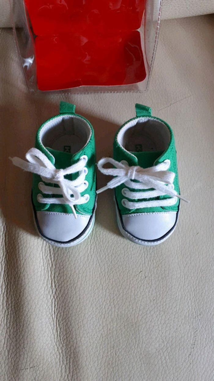 Chaussures vertes bébé en toile Kappa - photo numéro 6