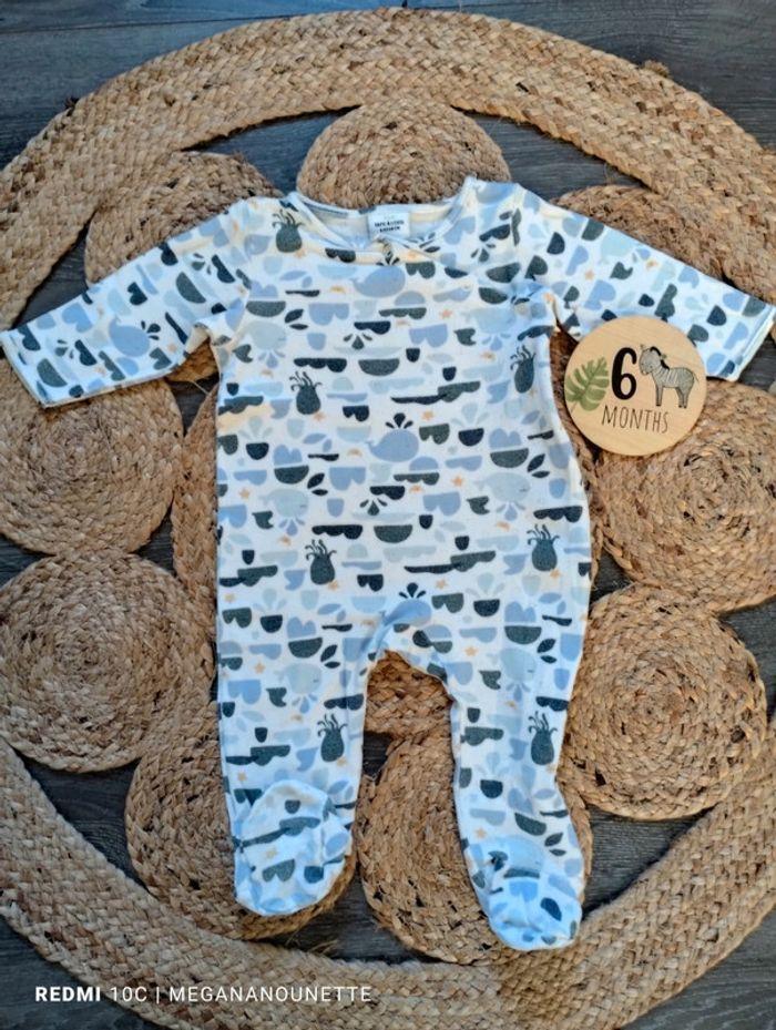 🦋 Joli pyjama grenouillère Thème Océan 6 mois 68 cm TAO Tape à l'oeil - photo numéro 1