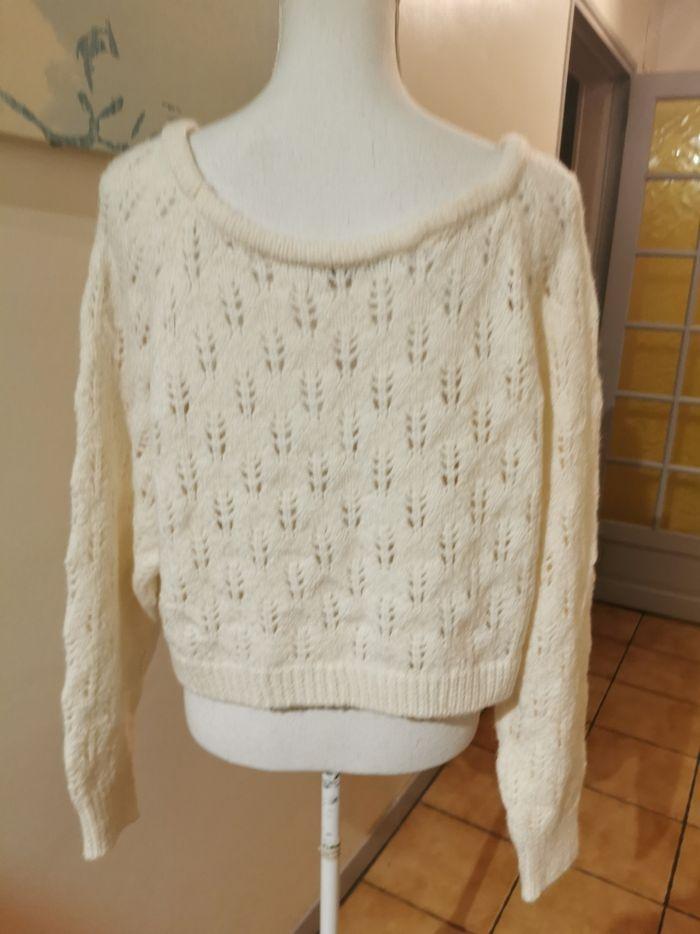 Pull oversize bershka taille M laine blanc cassé automne hiver - photo numéro 5