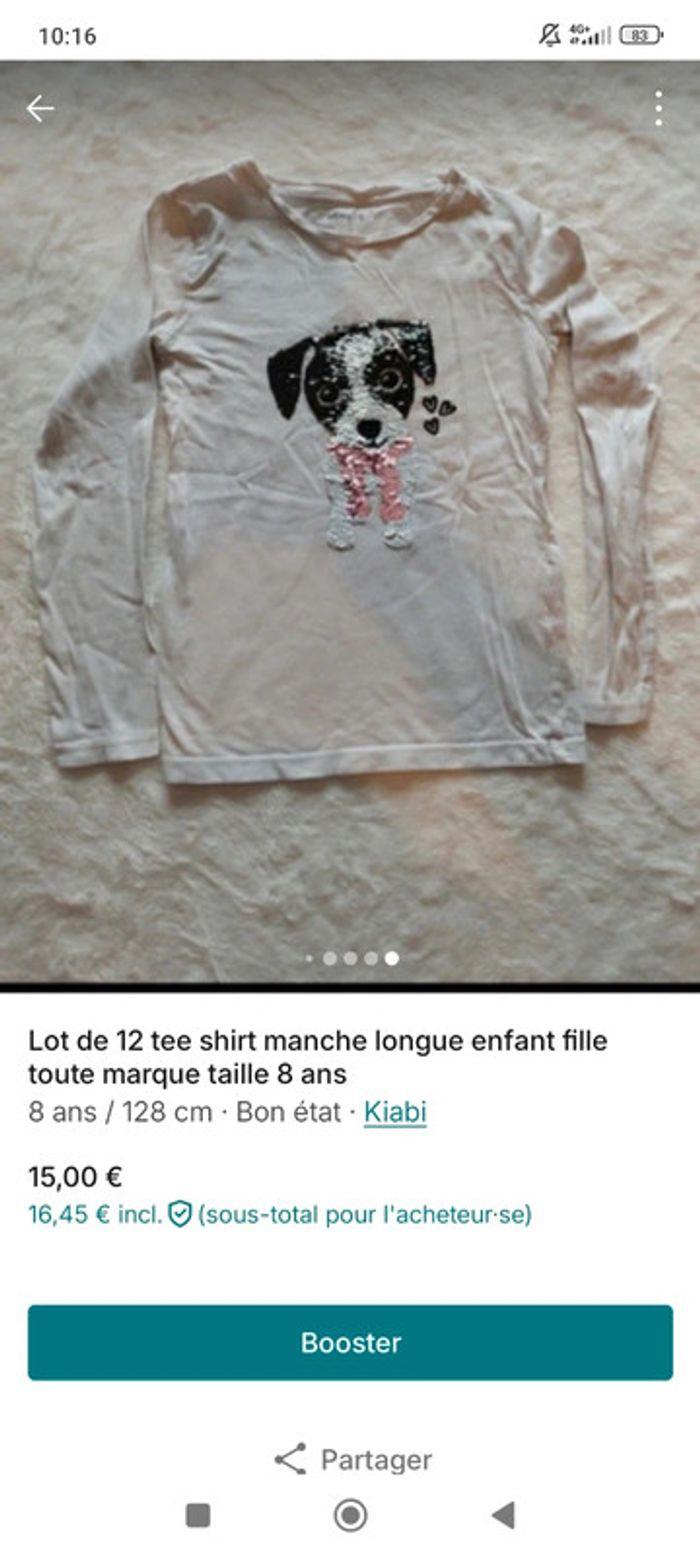 Lot de tee shirt manche longue  enfant fille toute marque taille 08 ans - photo numéro 12