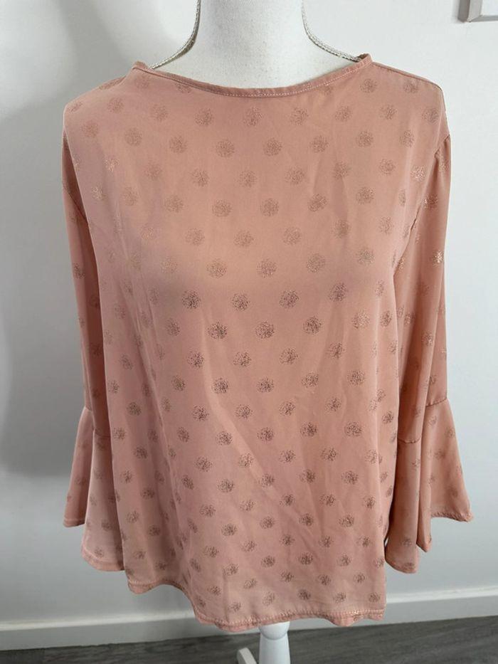 Blouse à pois rose poudré et paillettes Tissaia T46 3XL - photo numéro 1