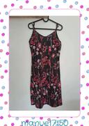 🌺 Robe noir fleur rose bretelles réglables S sheilay 🌺