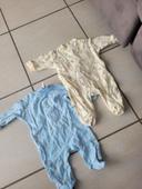 Lot 2 Pyjamas Grenouillère légères naissance/1mois  thème bonbon