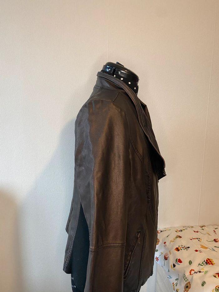 Veste similicuir bi matière marron brillant et noir M&S Mode taille 3XL / 46 - photo numéro 7