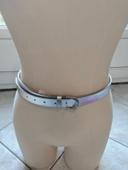 Ceinture simili cuir gris métallisé femme