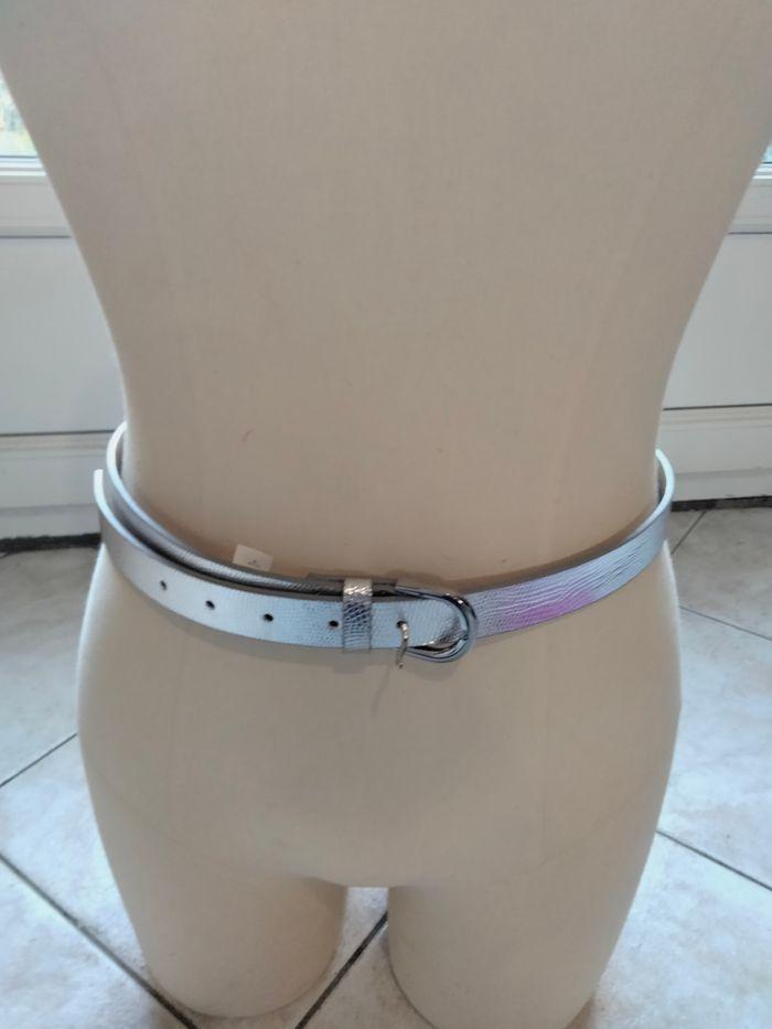 Ceinture simili cuir gris métallisé femme - photo numéro 1