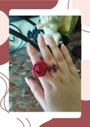 Bague rouge tressée forme de rose 15,3 mm