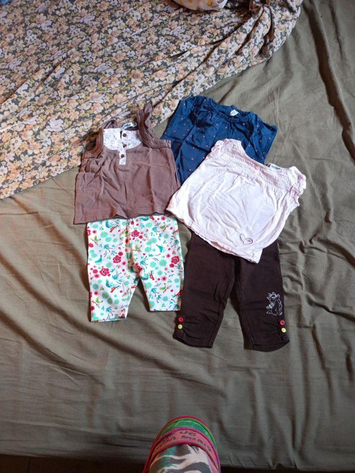 Lot vêtements bébé fille 9mois t-shirt et leggings - photo numéro 1