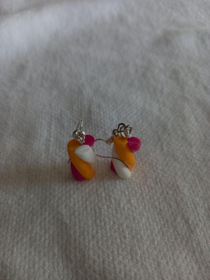 Boucles d'oreilles  guimauve  en fimo - photo numéro 2