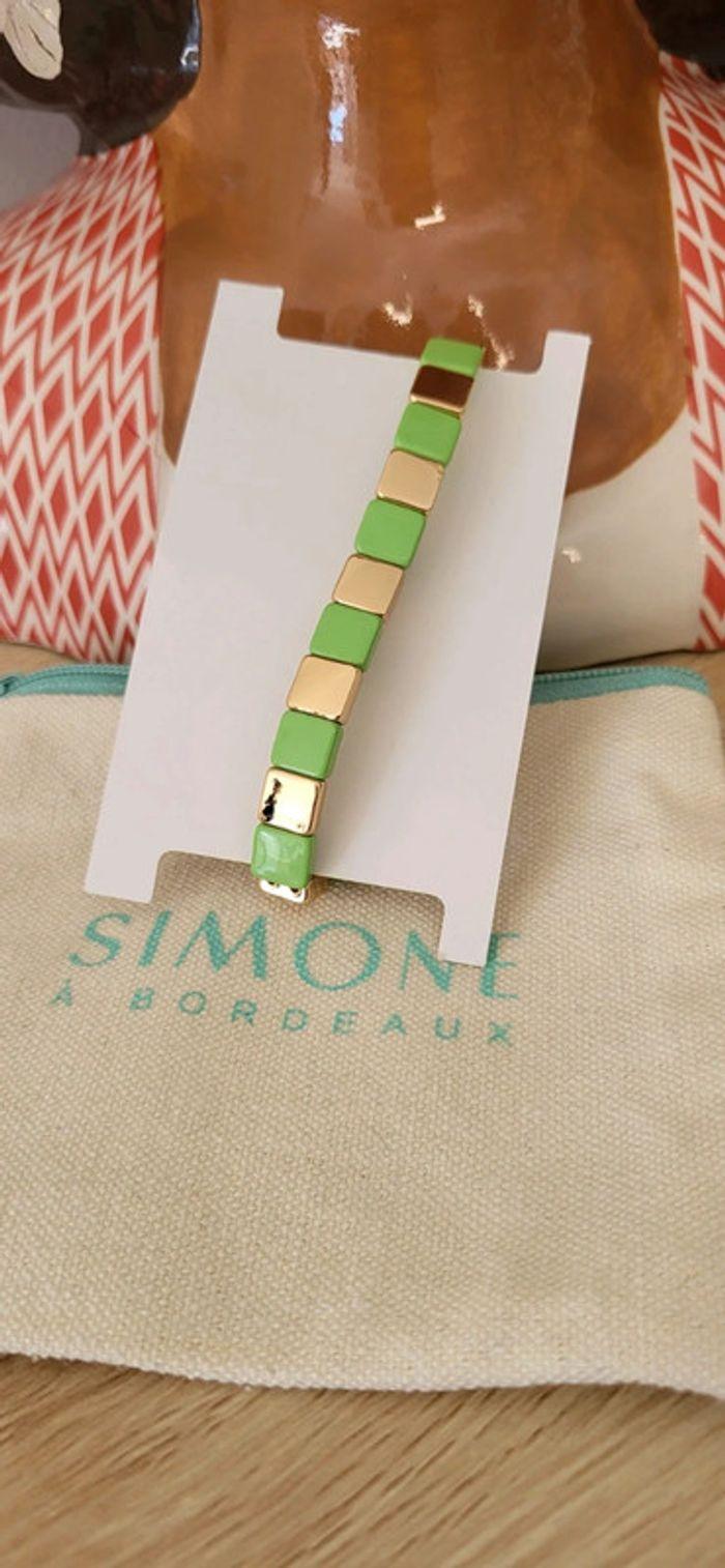 Bracelet simone à Bordeaux doré et vert - photo numéro 2