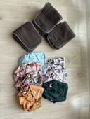 Lot de 7 couches lavables et de 16 inserts charbon Maman & bébé nature