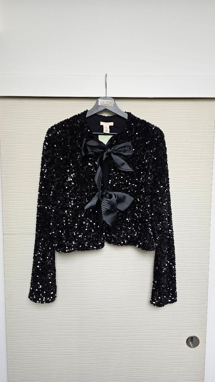 Veste gilet sequins noirs noeuds H&M - photo numéro 1