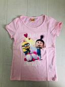 Tee-shirt fille taille 8 ans rose les minions