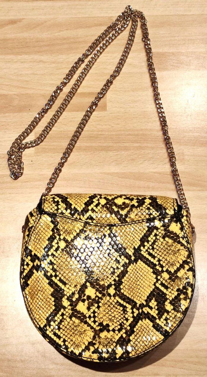 Sac à main bandoulière python moutarde noir MANGO neuf - photo numéro 7