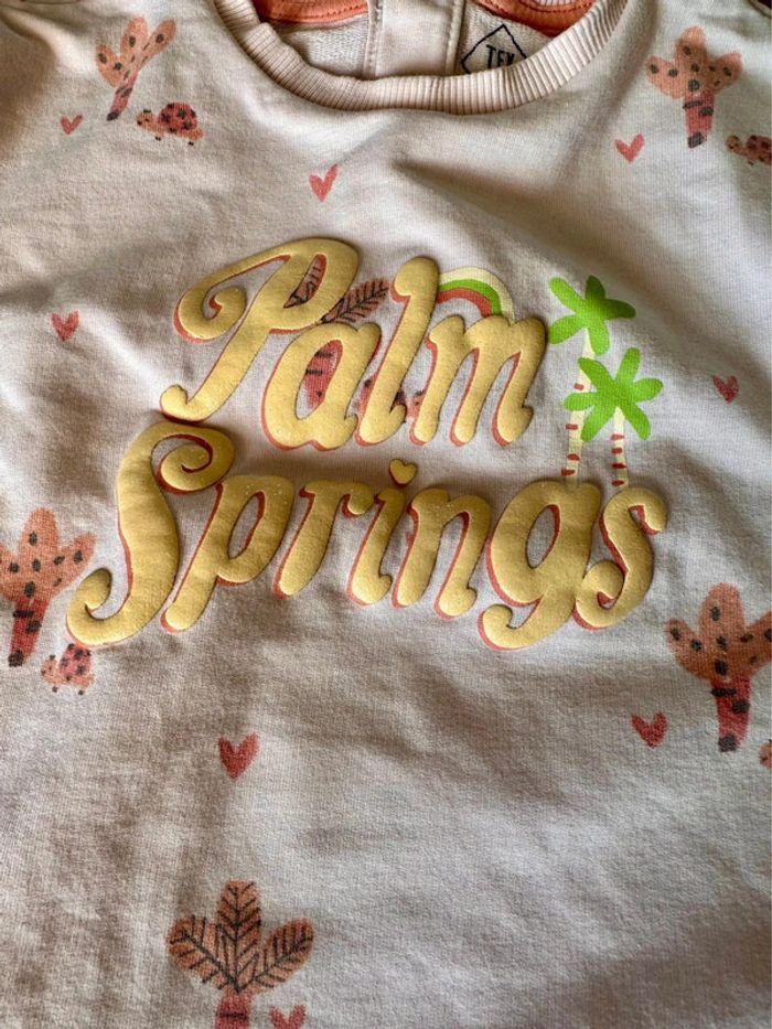 Sweat fin rose pâle 18 mois bébé fille motif Palm Springs Cactus - photo numéro 2