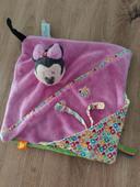 Doudou plat Minnie Disney avec attache tétine