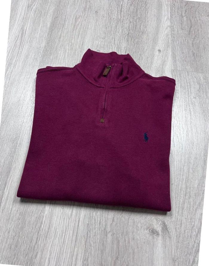 👕 Half Zip, Quart Zip, sweat col roulé à fermeture Ralph Lauren Bordeaux Taille M 👕 - photo numéro 1