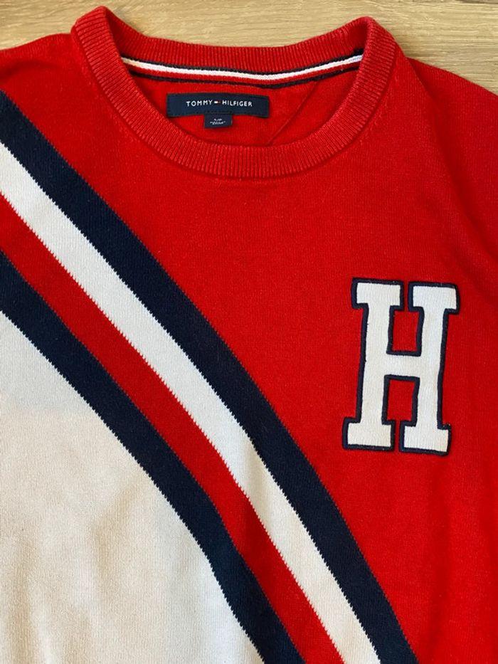 Pull col rond Tommy Hilfiger rouge, blanc, bleu taille S - photo numéro 4