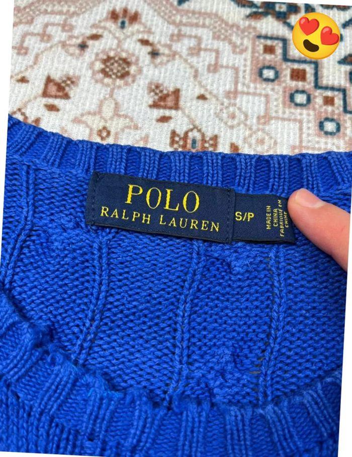 Pull torsadé Ralph Lauren bleu en coton pour homme | Taille S - photo numéro 10