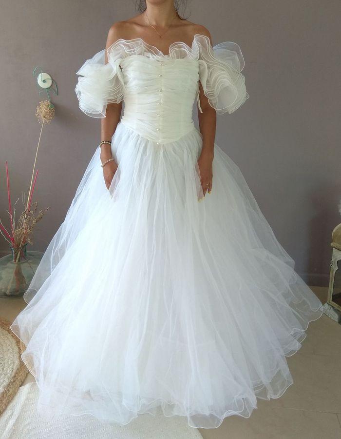 Robe de mariée Pronuptia blanche en voile  taille 36/38+ chapeau capelline satin et tulle - photo numéro 6