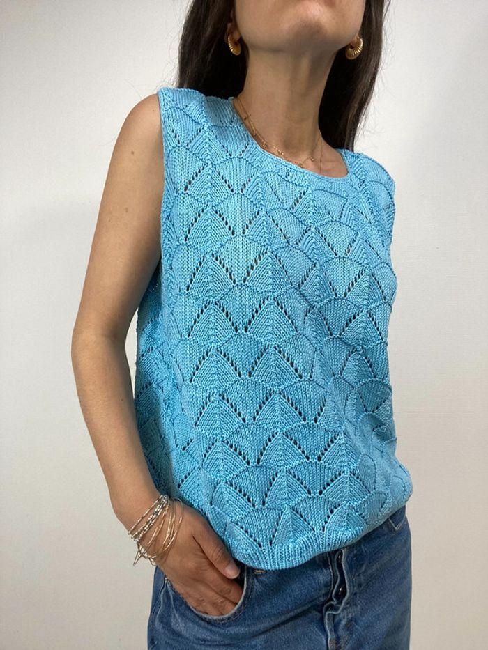 top tricot de couleur bleu - photo numéro 1