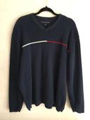 Pull pour homme Tommy Hilfiger 042 col en v très bon état bleu marine