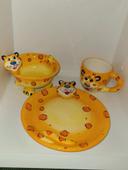 Ensemble déjeuner enfant 3 pièces assiette bol et mug lion