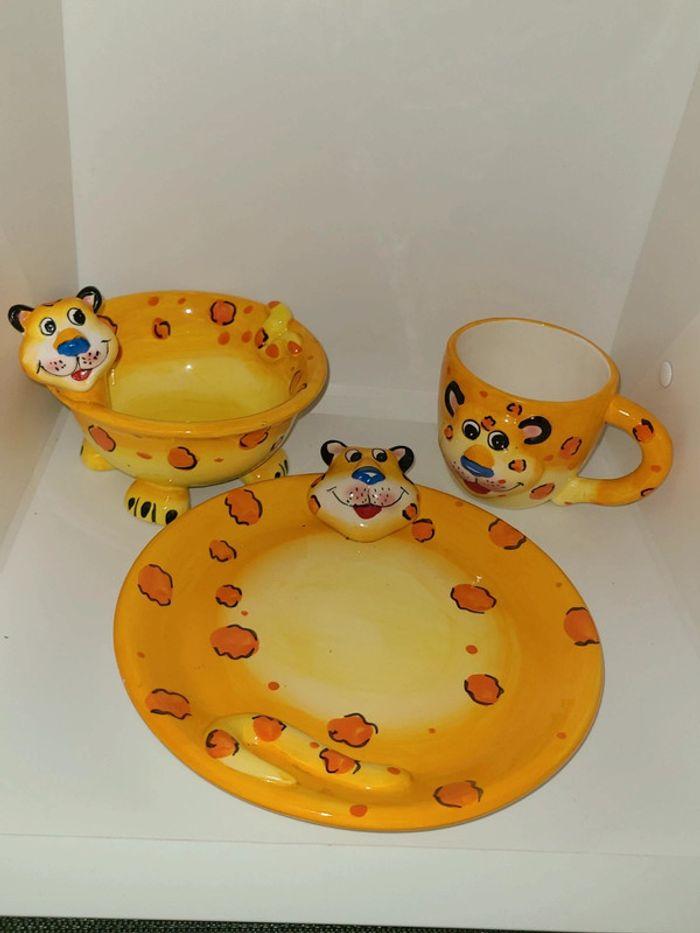 Ensemble déjeuner enfant 3 pièces assiette bol et mug lion - photo numéro 1