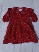 Robe chemise 12 mois fille rouge velours fleurs