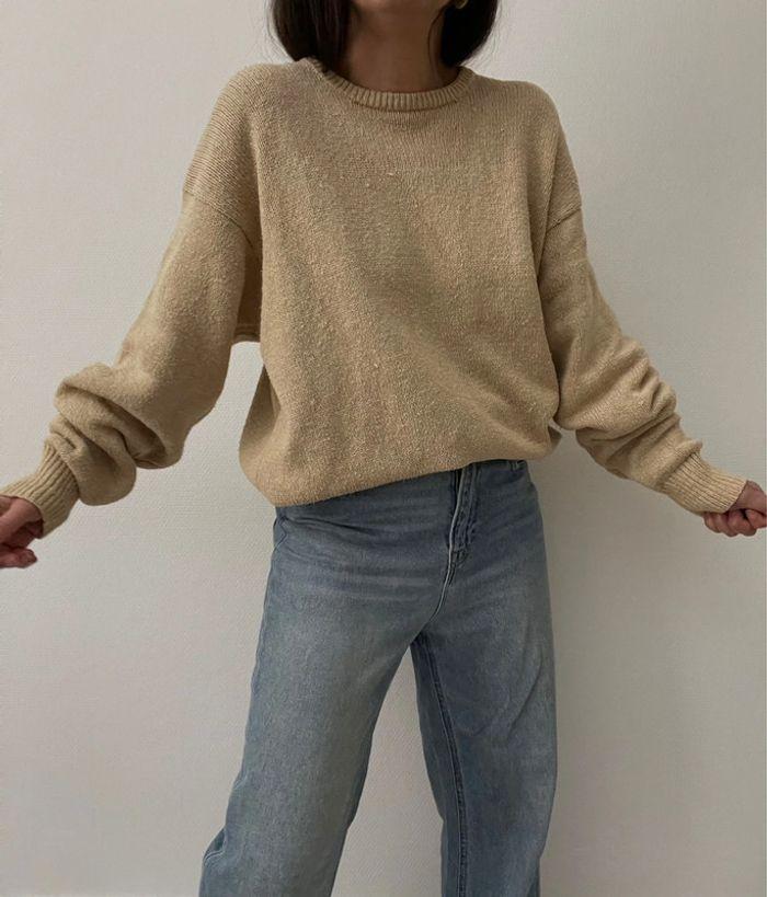 Oversized pull long beige soie et coton - photo numéro 7