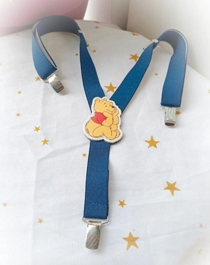 Bretelle Winnie l'ourson the pooh Disney bleu marine nuit blue strap réglable ajustable suspenders - photo numéro 1