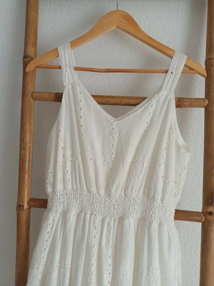 Jolie robe longue en broderie anglaise 100 % coton blanc Occult - photo numéro 2