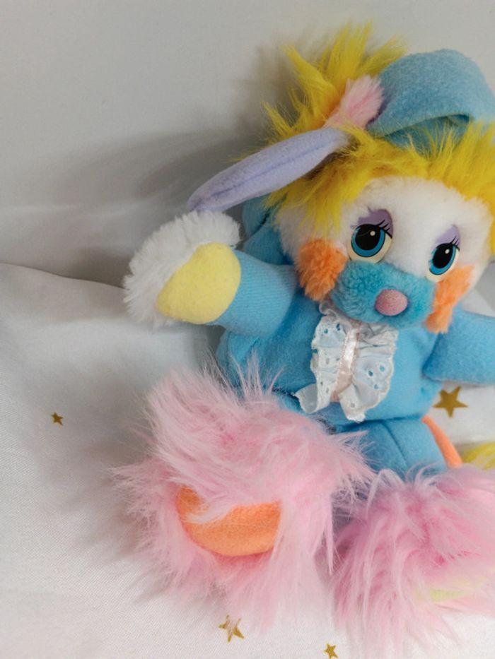 1986 Peluche doudou popples vintage pyjama mini petit bleu jaune rose puffball mattel pom - photo numéro 5