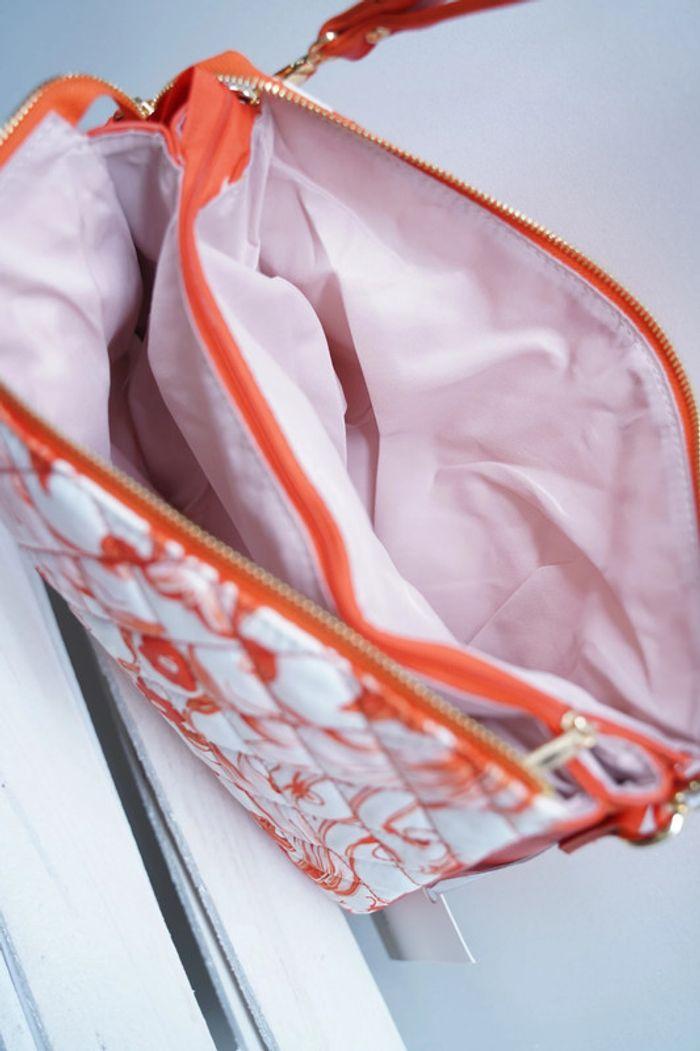 Sac à main/sac à bandoulière Orange/blanc Sac en tissu matelassé en simili cuir neuf - photo numéro 6