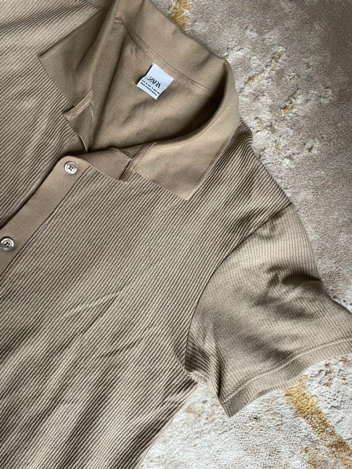 T-shirt chemise beige/marron homme Zara - photo numéro 2