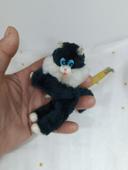 Chat cat petit mini small little noir black blanc white clip vintage sylvester 80 ancien yeux bleu