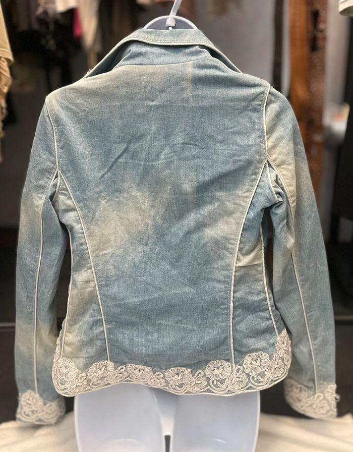 Veste en jean vintage y2k avec détail broderie et perle marque premium « Mexton » - photo numéro 7