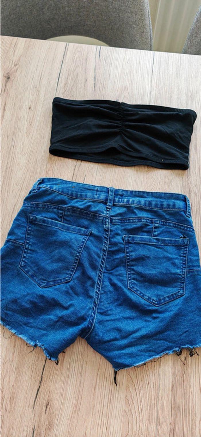 Short en jean bleu taille haute - photo numéro 2