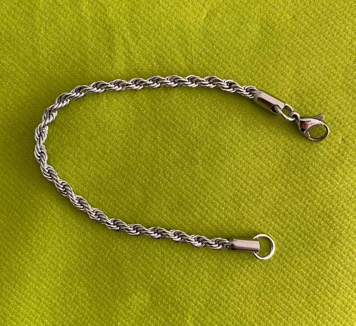 Bracelet chaîne torsadée en acier inoxydable argenté - photo numéro 4