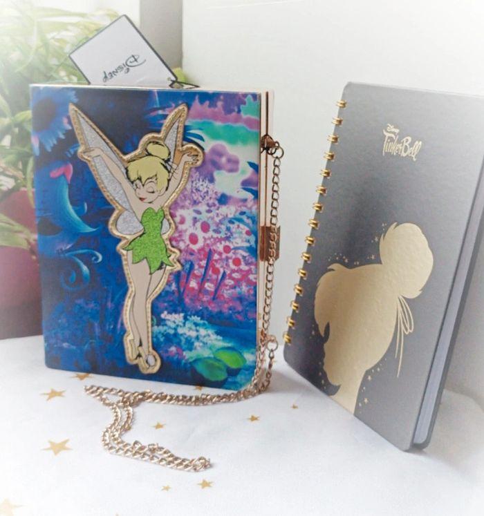 Sac main handbags bag rigide doré golden Disney tinkerbell tinker fée clochette or chaîne carnet - photo numéro 1