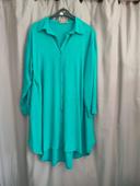 Robe chemise en turquoise grandes tailles