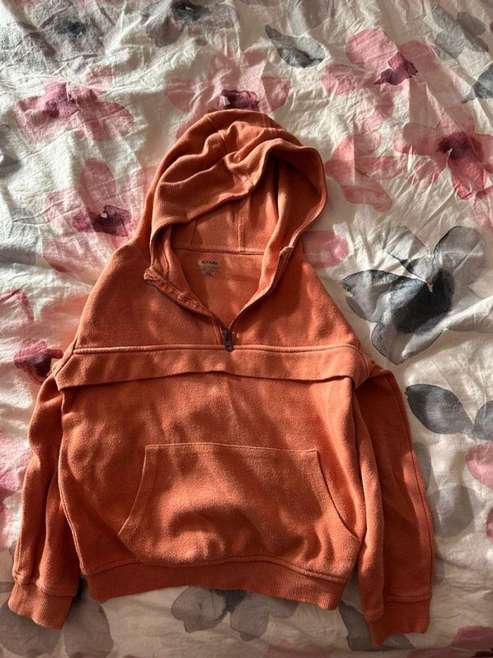 Pull à capuche orange kiabi 8 ans - photo numéro 1