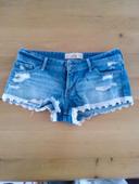 Short en jean bleu dentelle hollister