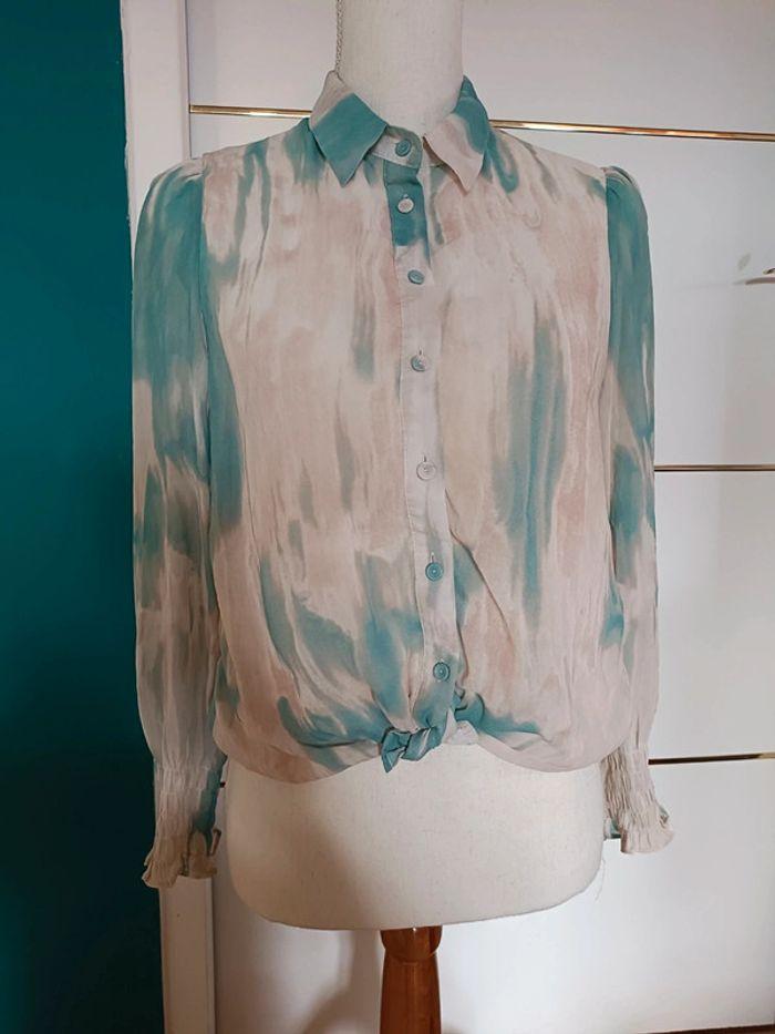 Chemise fluide tie and dye écru turquoise beige taille S majolica - photo numéro 4