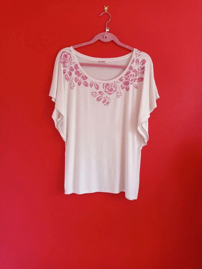 Tee-shirt T.42 Blanc et rose Anne Weyburn - photo numéro 4